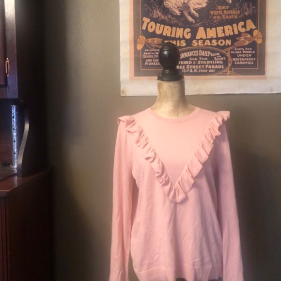 100% cotton Ralph Lauren pink ruffle sweater size XL - Picture 2 of 6